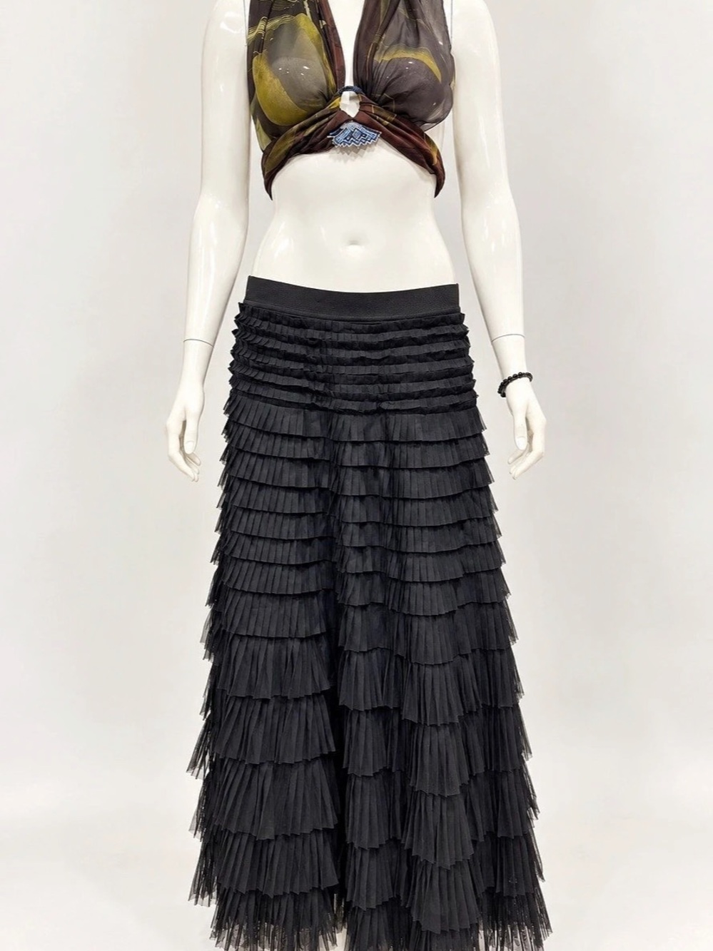 Lucky Brand | Black Tiered Ruffle Maxi Skirt Size Medium